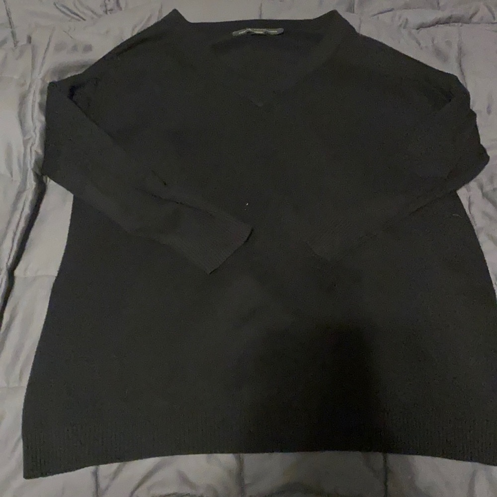 black v neck off the shoulder sweater